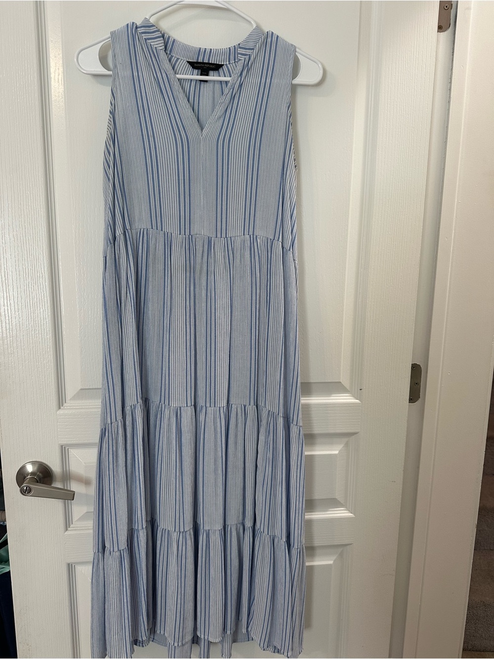 Banana Republic Blue and White Striped Shirt Dress